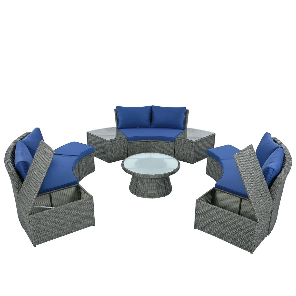 Semi-Circle Outdoor Sectional Set - Furniture Home Direct