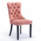 Nikki - Modern, High-End Tufted Solid Wood Contemporary Velvet Upholstered Dining Chair With Wood Legs Nailhead Trim (Set of 2) - Furniture Home Direct