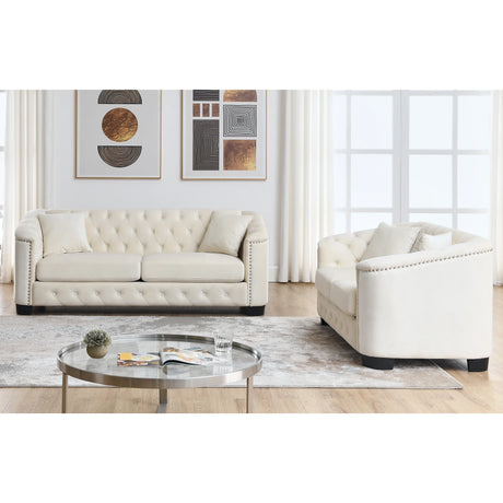 Sofa And Loveseat - Beige - Furniture Home Direct
