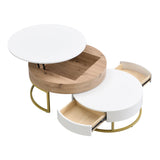 Nesting Coffee Tables Lift Top With 2 Drawers White Natural - Furniture Home Direct
