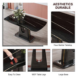 Dining Table With Imitation Marble Top, Modern Black - Furniture Home Direct