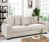 Luxe Corduroy Sofa With 5 Matching Toss Pillows, Sleek Design, Spacious And Comfortable 3 Seater Couch - Furniture Home Direct
