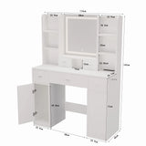 43.31" Newly Designed Smart Mirror Dressing Table With Drawers And Storage Cabinet, Dressing Table With Dressing Pad For Bedroom, Dressing Room - Furniture Home Direct