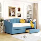Upholstered Daybed With Two Drawers And Wood Slat - Furniture Home Direct