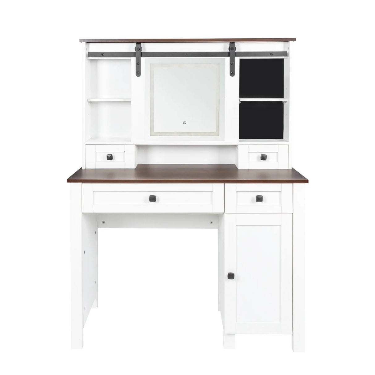 Farmhouse Makeup Vanity with Mirror and Lights - Furniture Home Direct