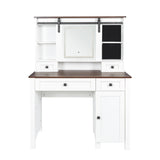 Farmhouse Makeup Vanity with Mirror and Lights - Furniture Home Direct