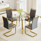 Dining Table Round Glass Top With Gold Legs Transparent - Furniture Home Direct