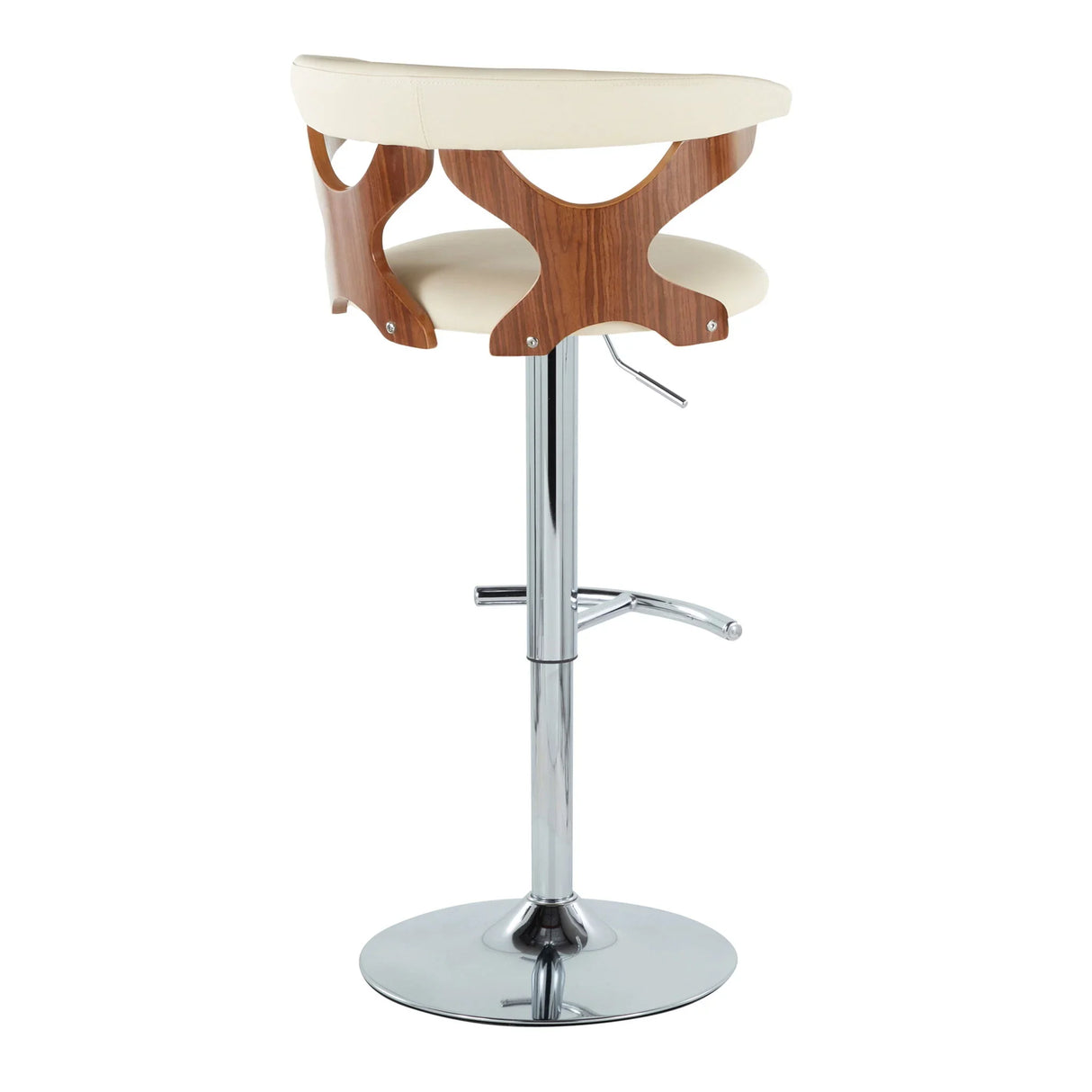 Gardenia - Mid Century Modern Adjustable Barstool With Swivel With Rounded T Footrest (Set of 2) - Furniture Home Direct