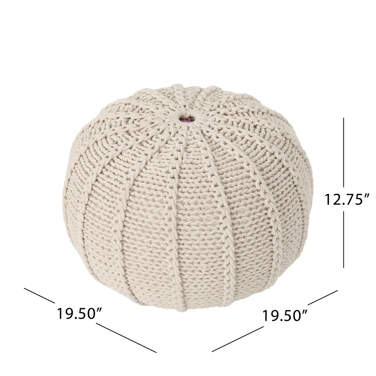 Bordeaux - Knitted Cotton Round Pouf Ottoman And Floor Cushion - Furniture Home Direct