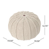 Bordeaux - Knitted Cotton Round Pouf Ottoman And Floor Cushion - Furniture Home Direct