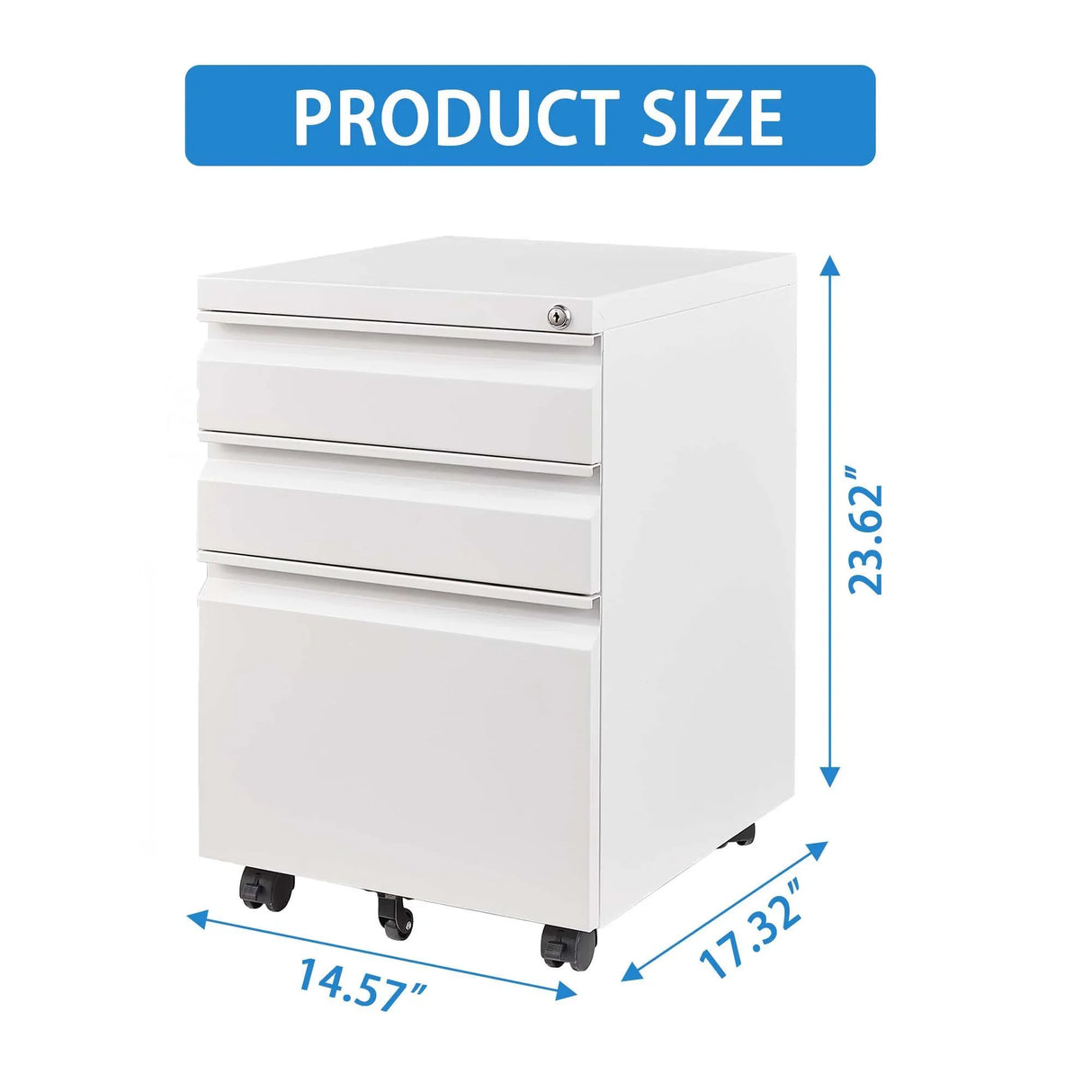 Metal Drawer Mobile File Cabinet With Lock For Home Office Organizer - Furniture Home Direct