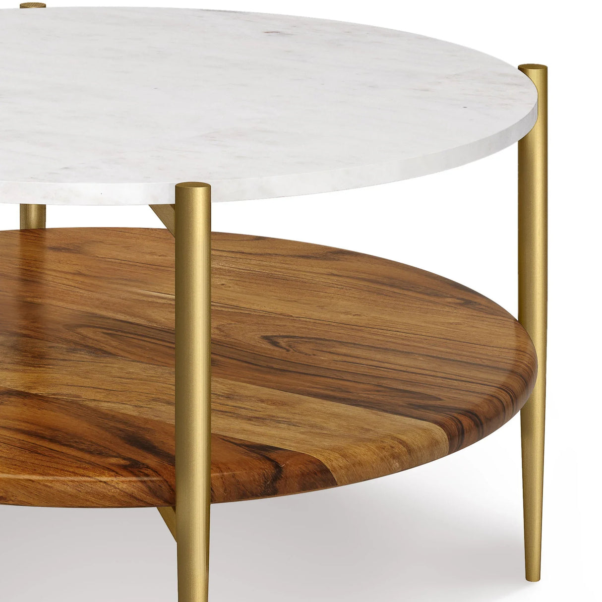 Wagner - Round Marble & Wood Table - Furniture Home Direct
