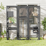 Outdoor Cat House, Diy Cat Enclosure Catio With Double Enter Doors - Furniture Home Direct