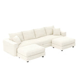 Deep Seat Convertible Sofa With Soft Pillows And Ottomans - Furniture Home Direct