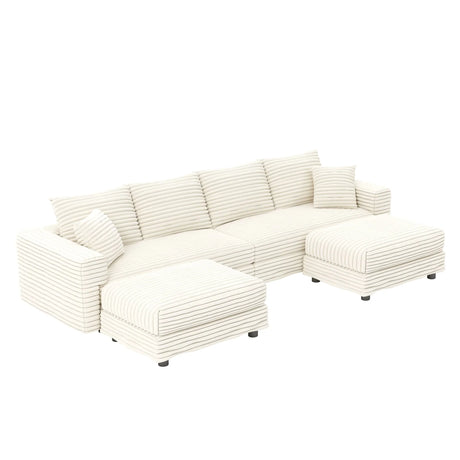 Deep Seat Convertible Sofa With Soft Pillows And Ottomans - Furniture Home Direct