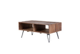 Reclaimed Wood Coffee Table With Open Storage For Living Room - Black / Natural - Furniture Home Direct
