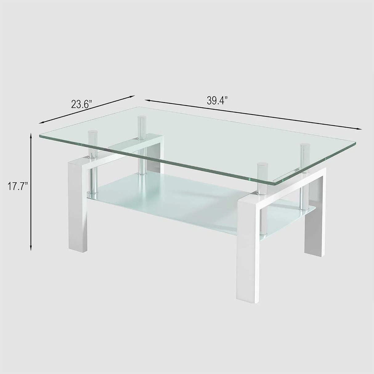 Tempered Glass Table With Storage - Furniture Home Direct