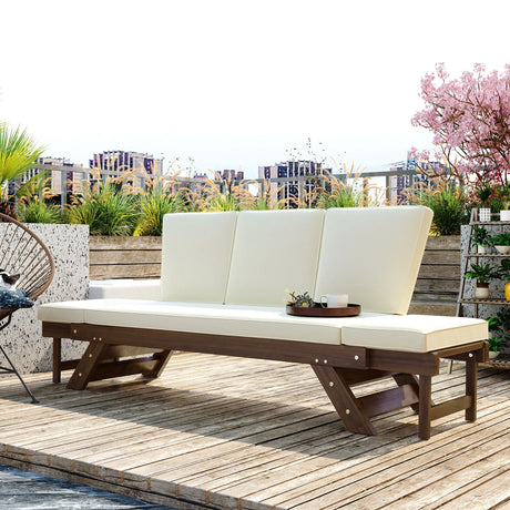 Outdoor Sofa with Adjustable Armrests - Beige - Furniture Home Direct