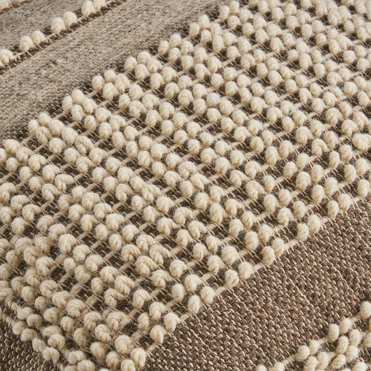 Rustic Wool And Cotton Large Pouf, Handcrafted Tufted Design - Brown / Beige - Furniture Home Direct