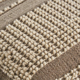 Rustic Wool And Cotton Large Pouf, Handcrafted Tufted Design - Brown / Beige - Furniture Home Direct