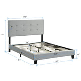 Full Size Upholstered Platform Bed Frame With Tufted Headboard, Strong Wood Slat Support - Gray - Furniture Home Direct
