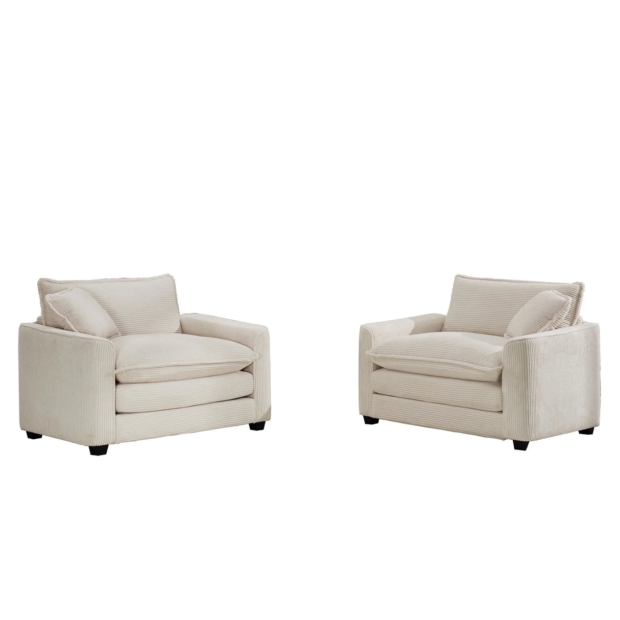 Modern Classic Corduroy Fabric Single Chair Deep Seat Sofa With Pillow - Furniture Home Direct