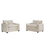 Modern Classic Corduroy Fabric Single Chair Deep Seat Sofa With Pillow - Furniture Home Direct