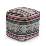 Inca - Handcrafted Peruvian Print Square Pouf Ottoman - Multicolor - Furniture Home Direct