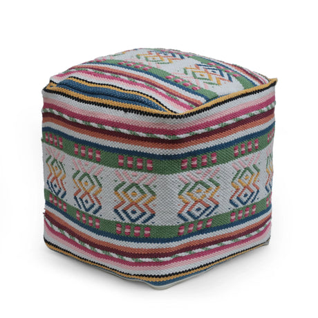 Inca - Handcrafted Peruvian Print Square Pouf Ottoman - Multicolor - Furniture Home Direct