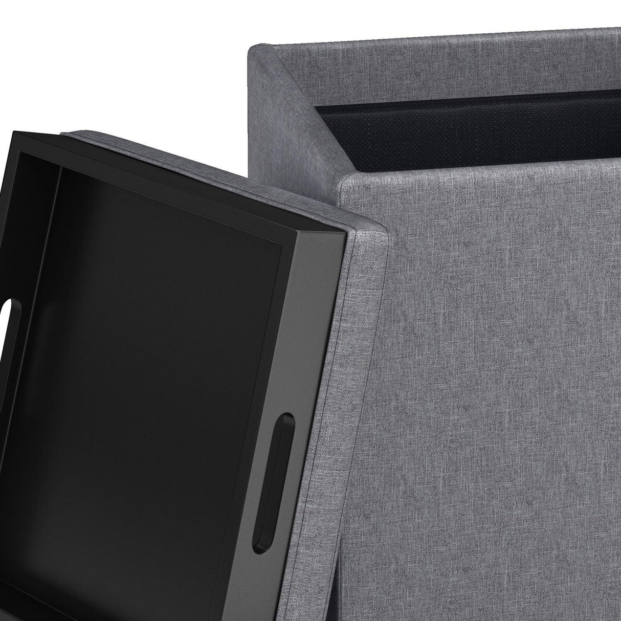 Rockwood - Upholstered Cube Storage Ottoman With Tray - Furniture Home Direct