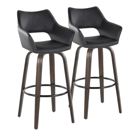 Mustang - Contemporary Fixed Height Barstool With Swivel With Round Footrest (Set of 2) - Furniture Home Direct