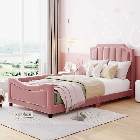 Upholstered Daybed With Classic Stripe Shaped Headboard - Furniture Home Direct