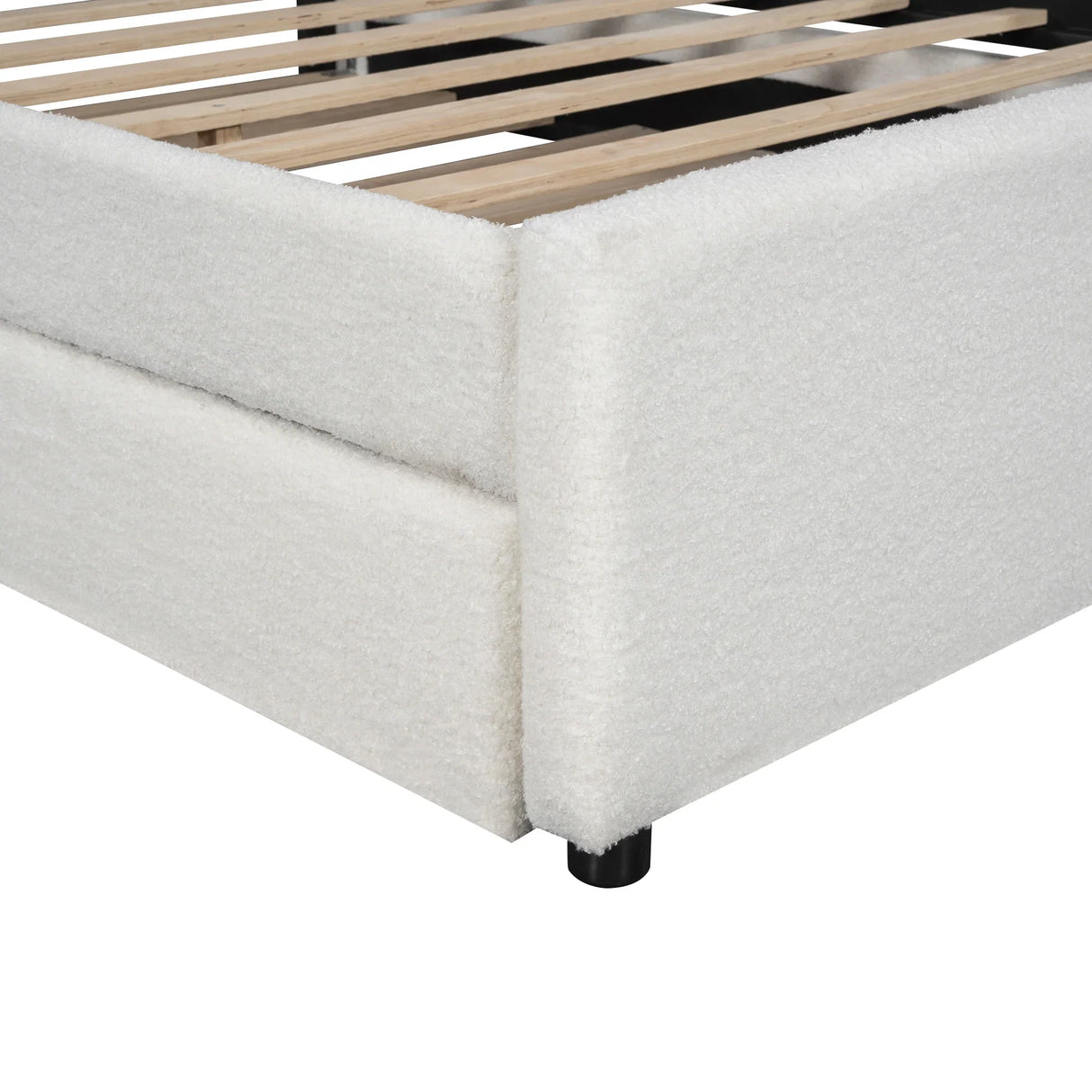 Queen Bed Upholstered Platform With Storage Drawers White - Furniture Home Direct