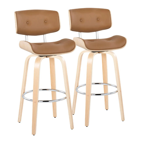 Lombardi - Mid Century Modern Fixed Height Barstool With Swivel With Round Footrest (Set of 2) - Furniture Home Direct
