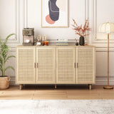 Elegant And Functional Rattan Decorative Storage Cabinet With 4 Doors - Furniture Home Direct