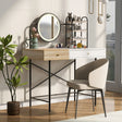 Vanity Desk With Lighted Round Mirror and Storage White - Furniture Home Direct