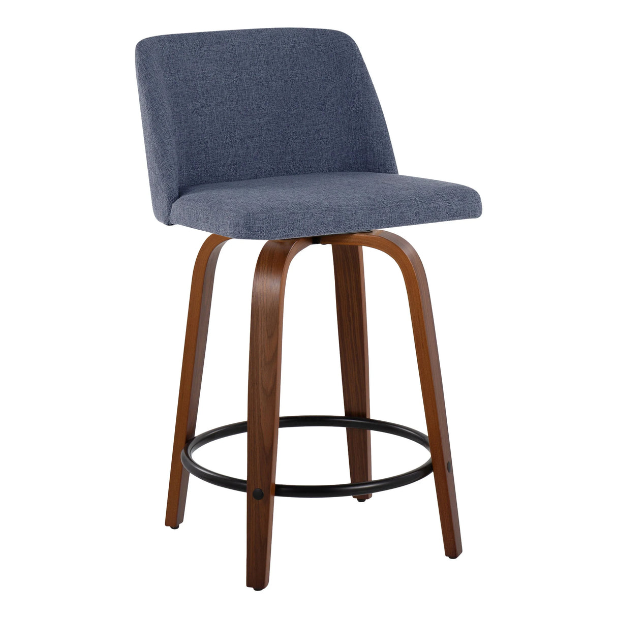 Toriano - Mid Century Modern, Fixed Height Counter Stool & Swivel And Round Footrest (Set of 2) - Furniture Home Direct
