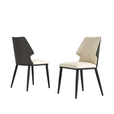 Contemporary Dining Chair (Set of 2) Comfortable Material For Home Or Office - Gray / White - Furniture Home Direct