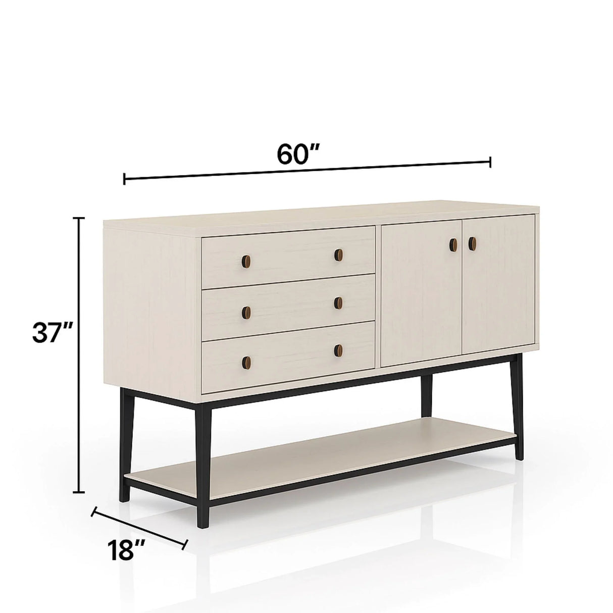 Server With Metal Base - White - Furniture Home Direct