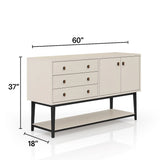 Server With Metal Base - White - Furniture Home Direct