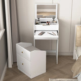 Vanity Desk With Mirror Small Compact Modern Style White - Furniture Home Direct