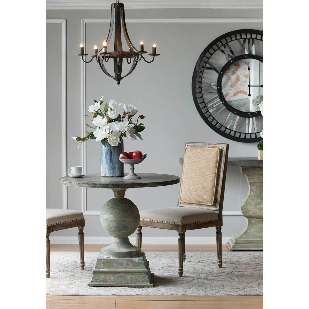 6 Light Metal Chandelier, Hanging Light Fixture With Adjustable Chain For Kitchen, Bulb Not Included - Black - Furniture Home Direct