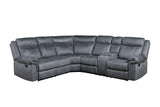 Dollum - Two Tone Nubuck Manual Recliner Sectional Sofa With USB Port Cupholder Console - Furniture Home Direct