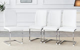 Dining Chairs Set Modern PU Upholstered Chrome White - Furniture Home Direct