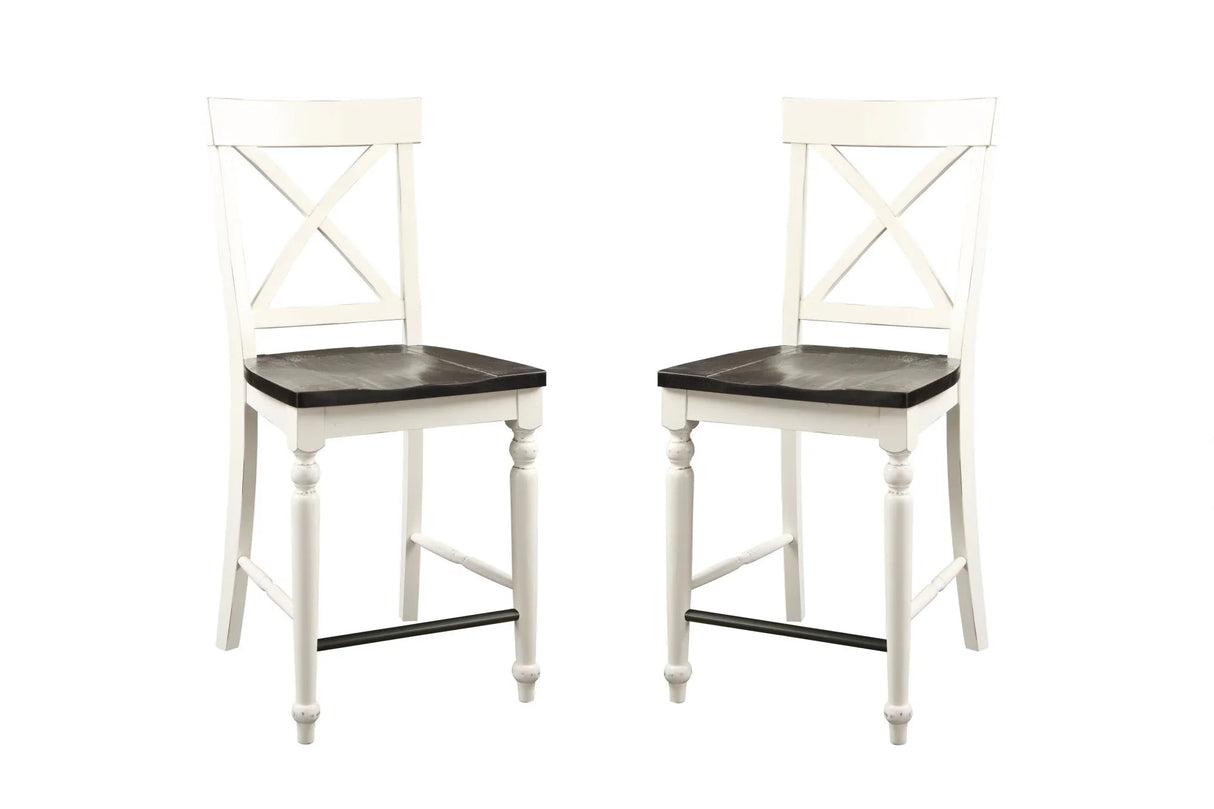 Mountina - 24" Tall Bar Stools (Set of 2) - Brown / White - Furniture Home Direct