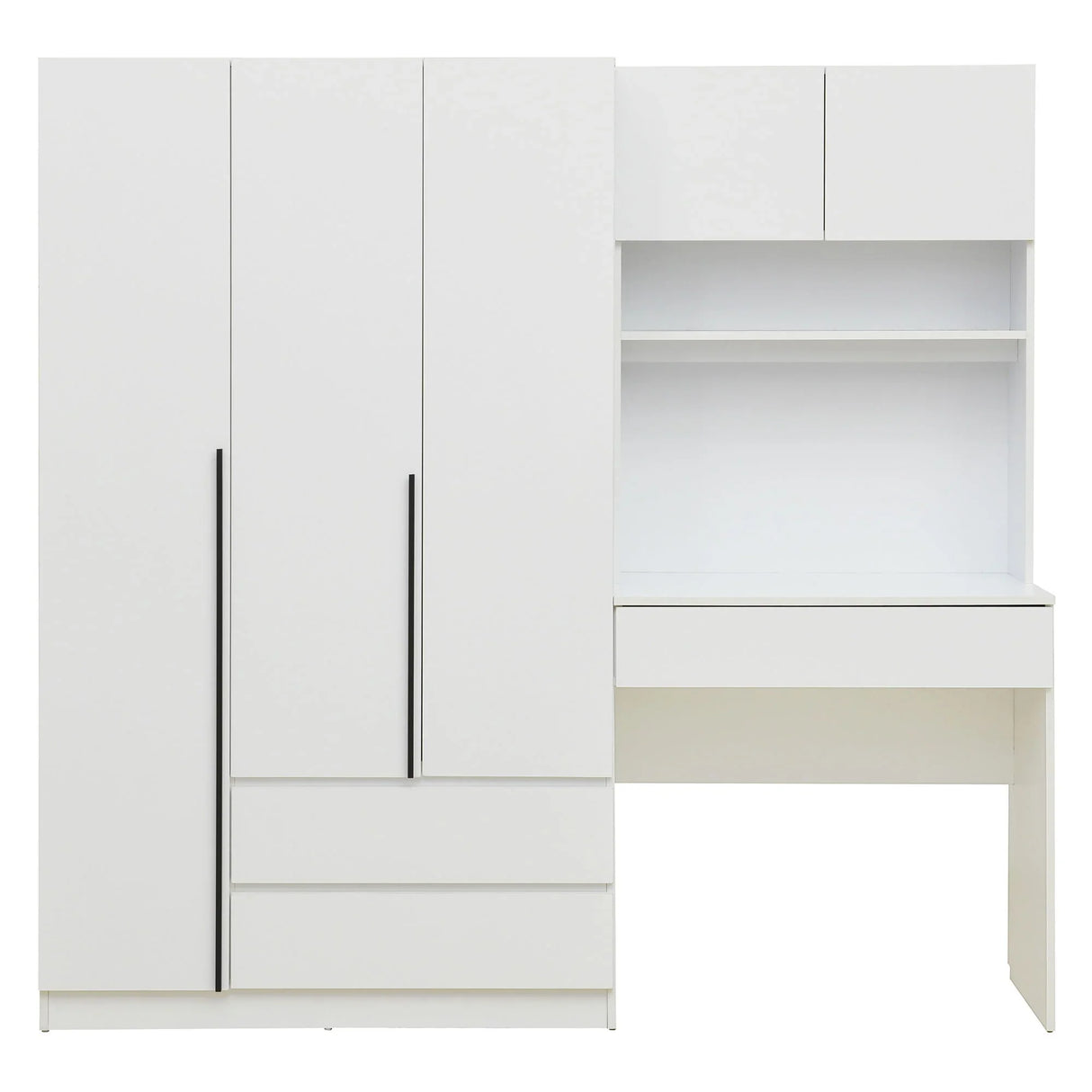 3 Door Storage Desk Wardrobe For Bedroom With Shelves And 3 Drawers - Furniture Home Direct