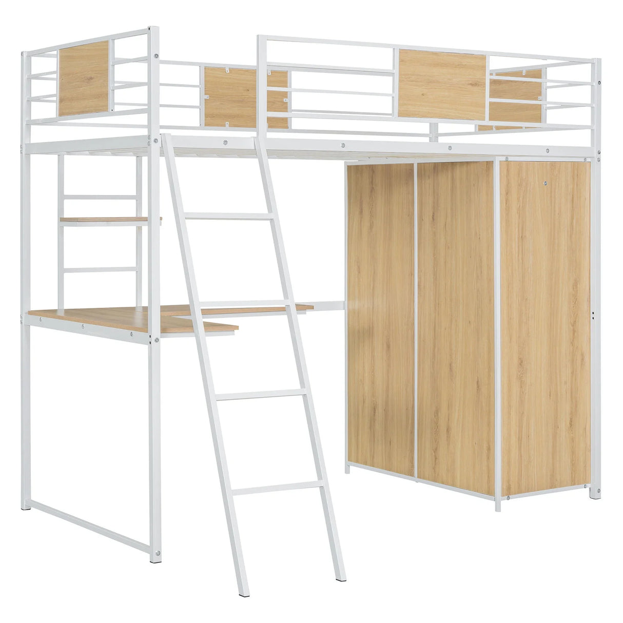 Loft Bed With L Shape Desk And Wardrobe - Furniture Home Direct