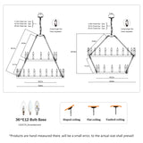 2 Tiers Wagon Wheel Chandelier Wooden Farmhouse 36 Light (24 / 12) Or (12 / 24) Metal Chandeliers 2 Story Light Fixtures Industrial For High Ceiling Living Dining Room Foyer, Adjustable Height - Black - Furniture Home Direct