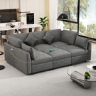 Sectional Sofa Modular Sofa U - Shaped Sofa Couch Sofa Bed L - Shaped Sofa With A Movable Ottoman And Two USB Ports For Living Room - Furniture Home Direct