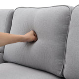 114.2 Sofa With Console 2 Cupholders 2 USB Ports Light Gray - Furniture Home Direct